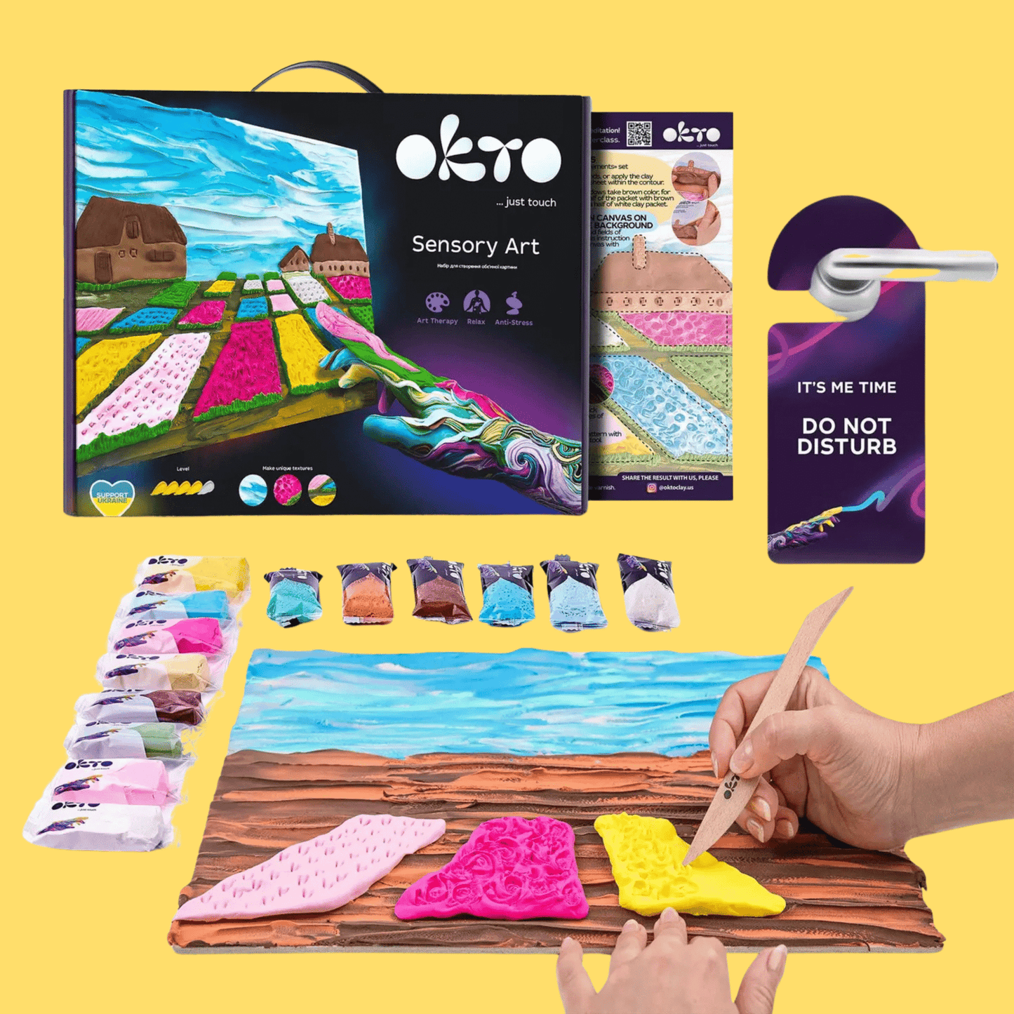 Okto Air Dry Clay 3D Sensory Art Canvas - Flower Beds in Holland, Vincent Van - MAKES SENSE TO ME