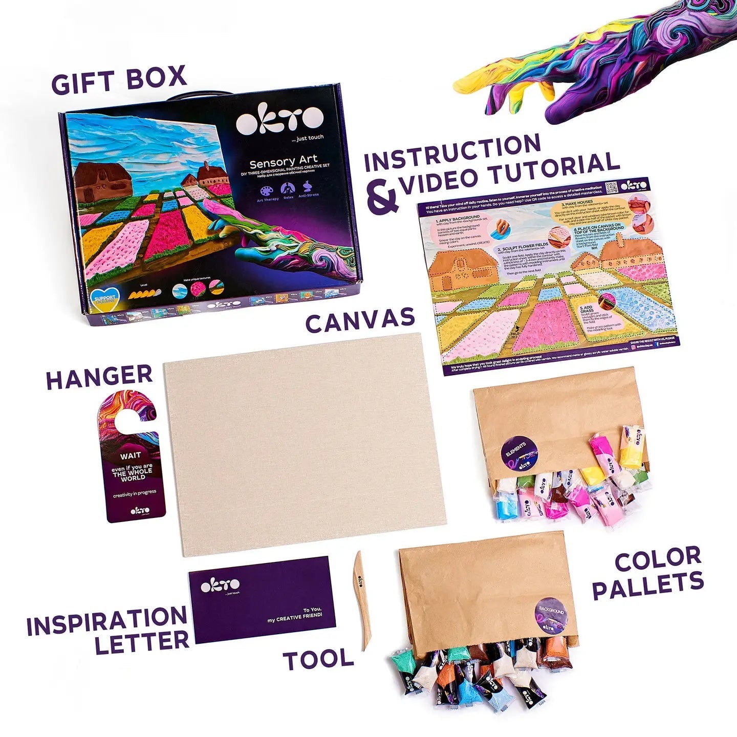 Okto Air Dry Clay 3D Sensory Art Canvas - Flower Beds in Holland, Vincent Van - MAKES SENSE TO ME