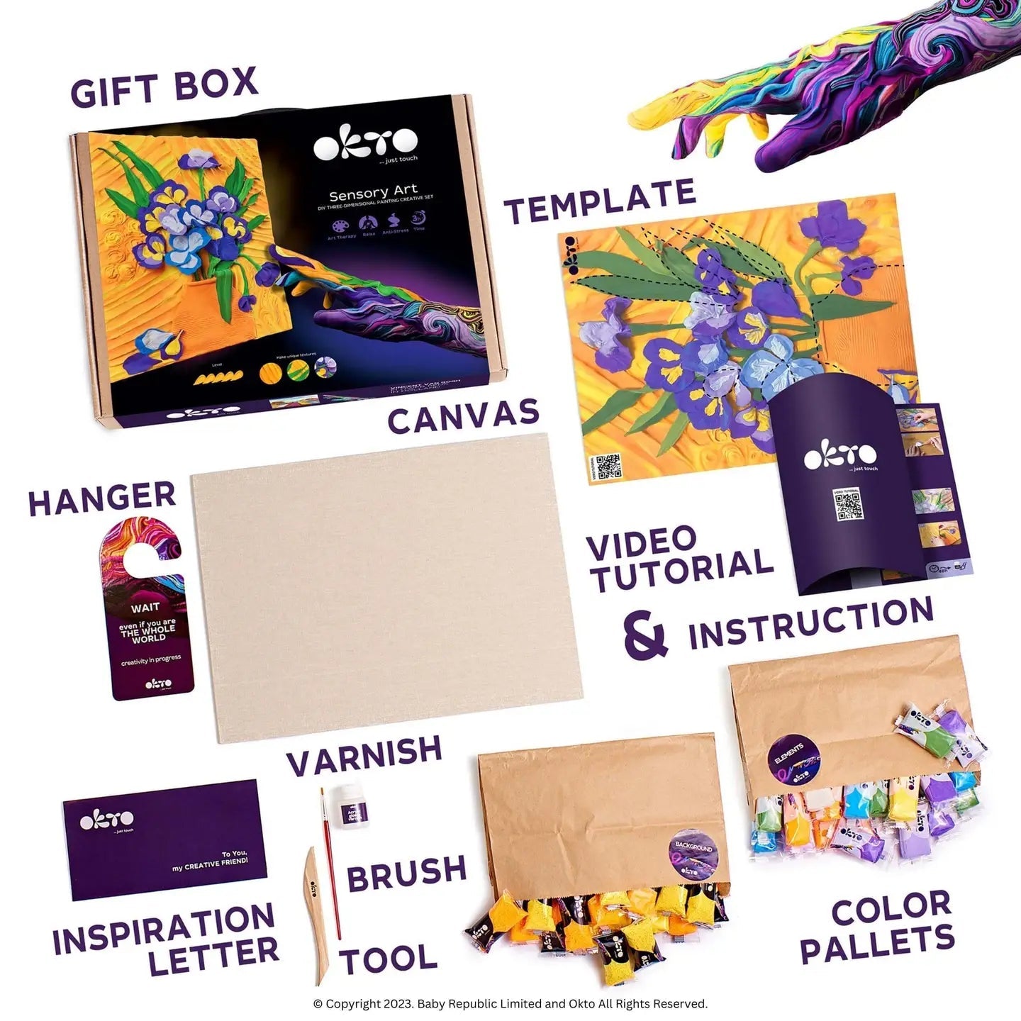 Okto Air Dry Clay 3D Sensory Art Canvas - Irises, Vincent Van Gough - MAKES SENSE TO ME