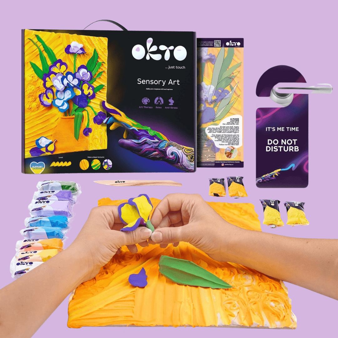 Okto Air Dry Clay 3D Sensory Art Canvas - Irises, Vincent Van Gough - MAKES SENSE TO ME