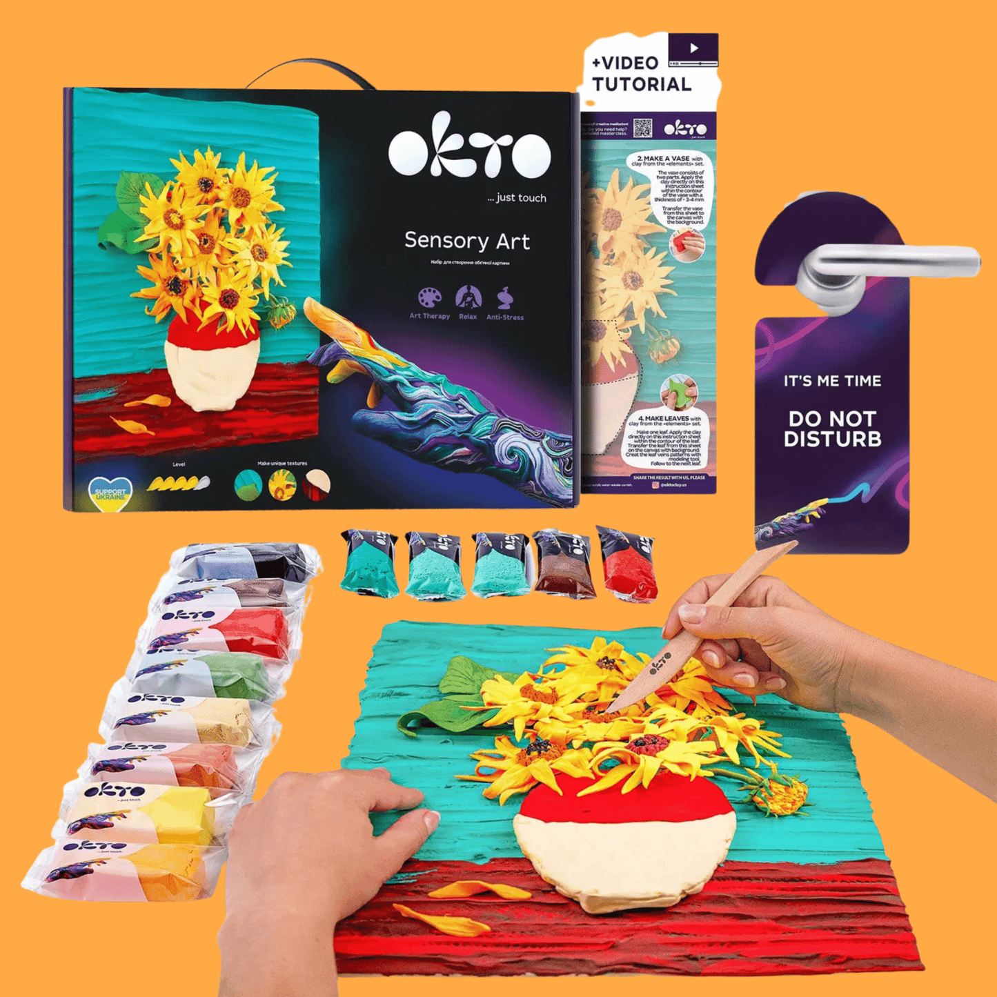 Okto Air Dry Clay 3D Sensory Art Canvas - Sunflowers, Vincent Van Gough - MAKES SENSE TO ME