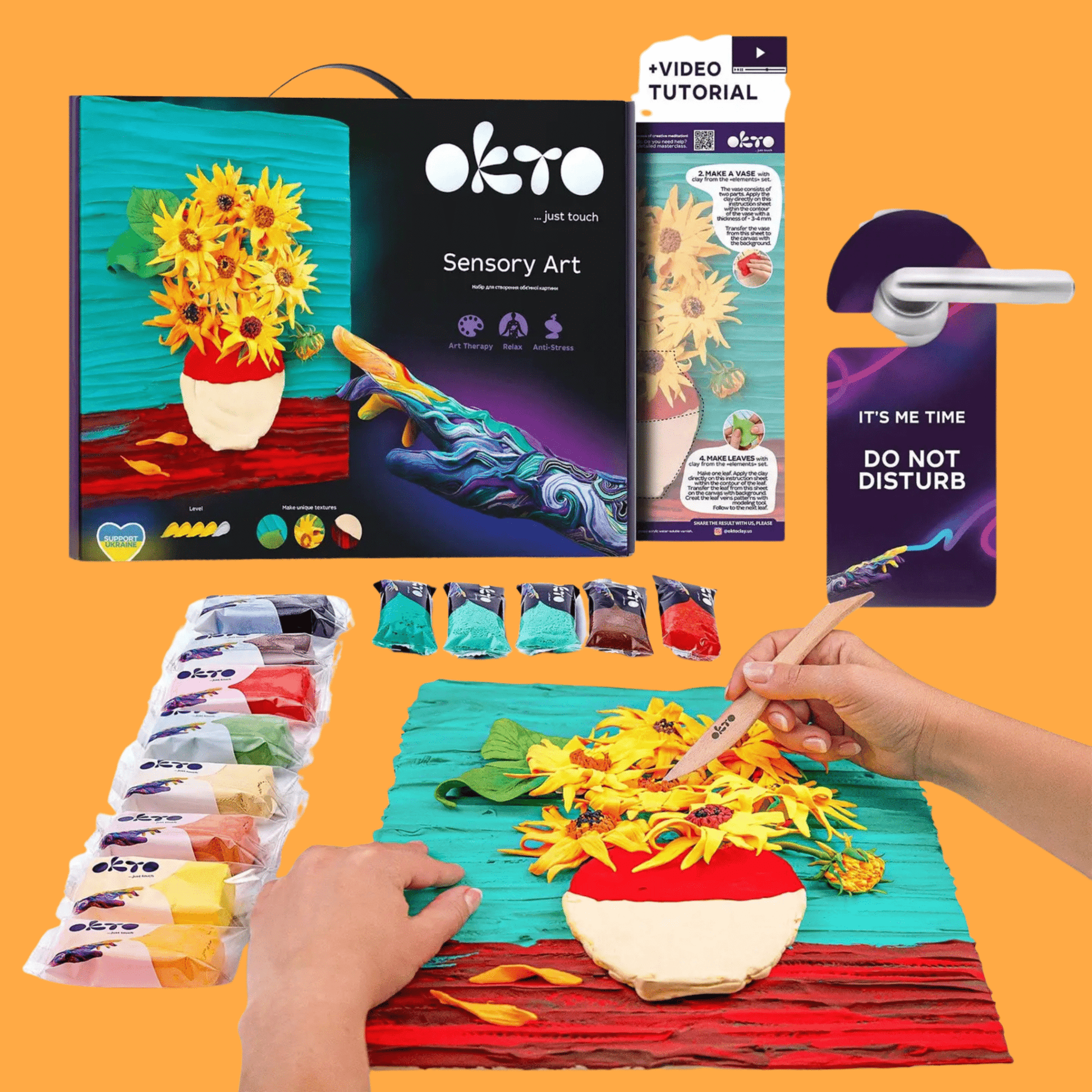 Okto Air Dry Clay 3D Sensory Art Canvas - Sunflowers, Vincent Van Gough - MAKES SENSE TO ME