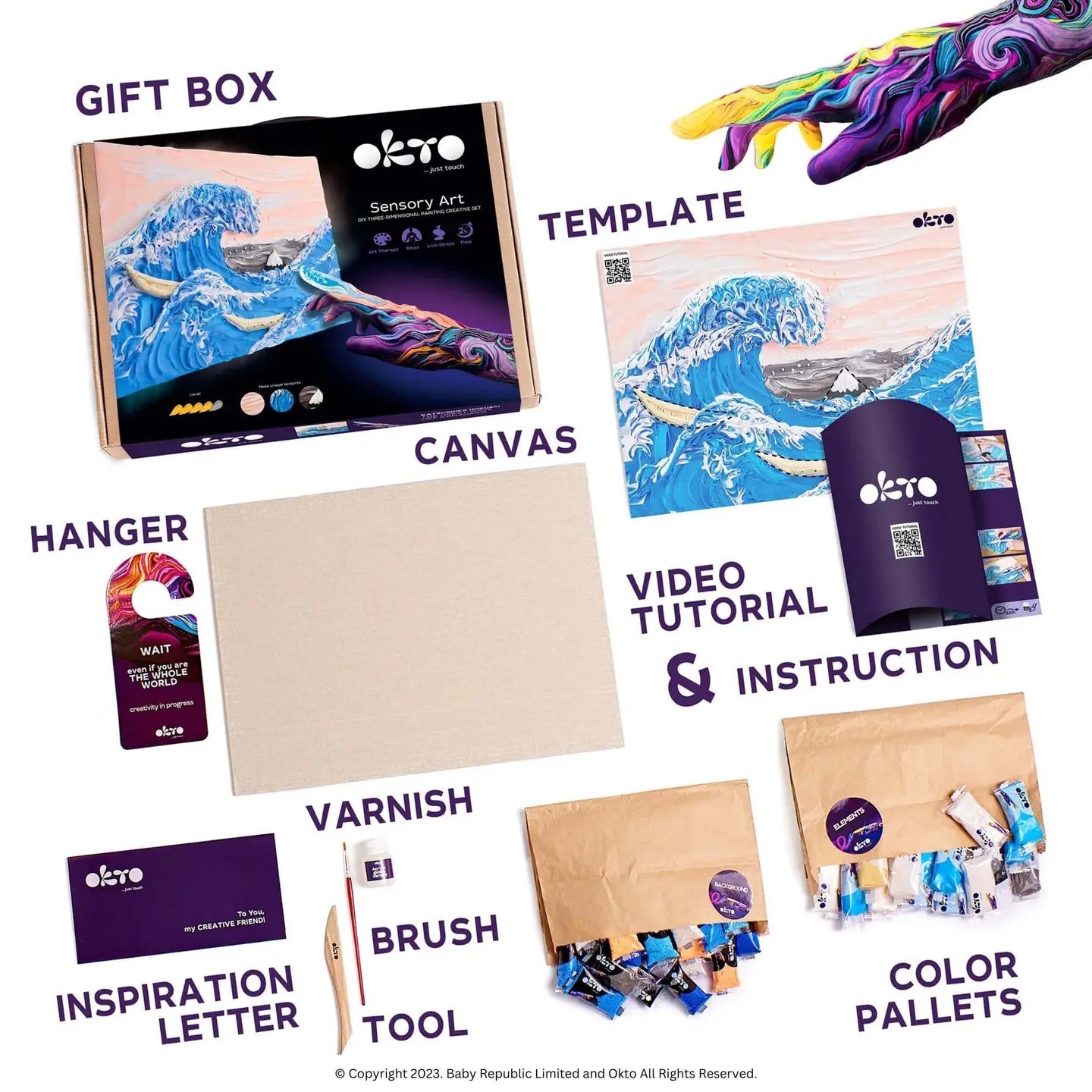 Okto Air Dry Clay 3D Sensory Art Canvas - the Great Wave of Kanagawa, Katsushika Hokusai - MAKES SENSE TO ME