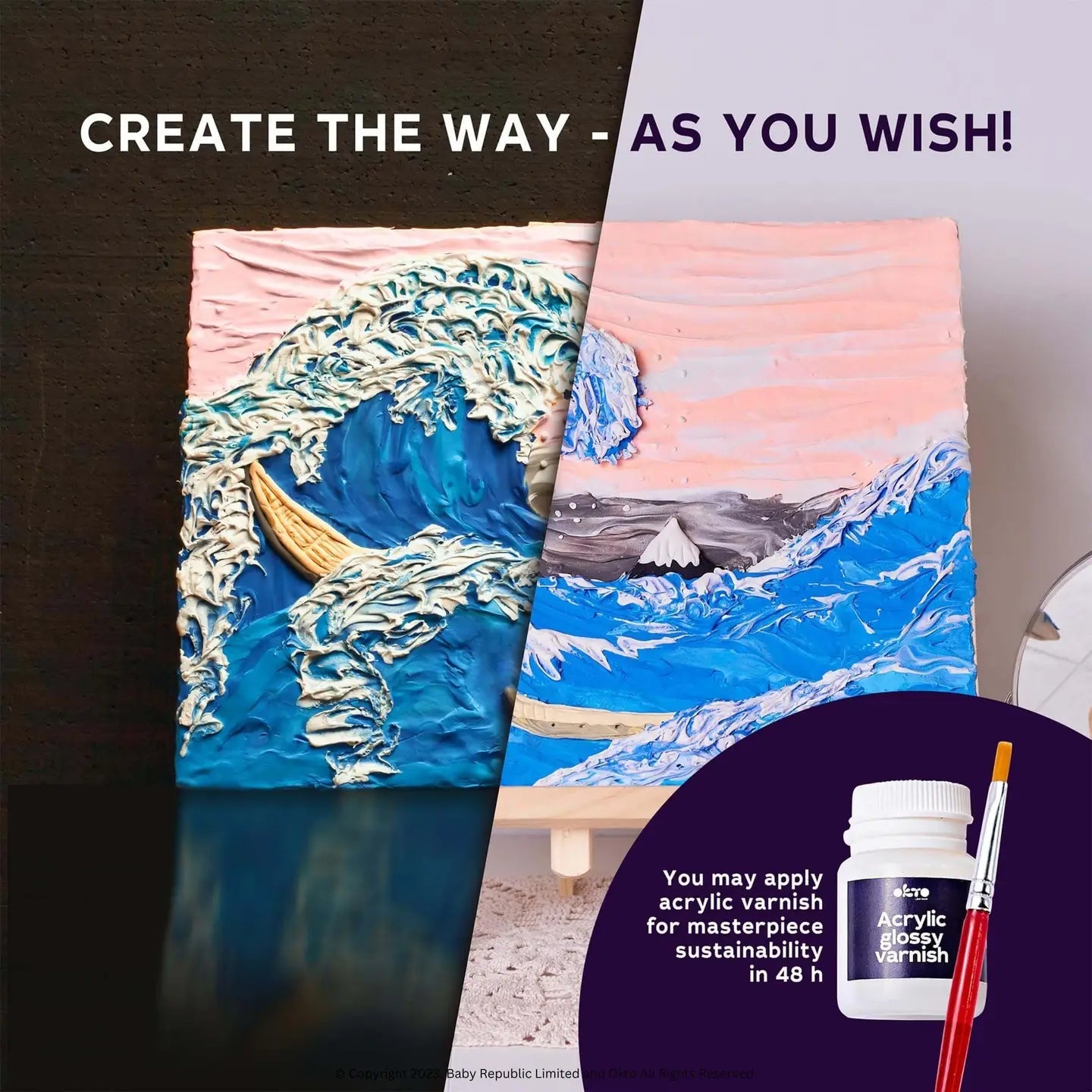 Okto Air Dry Clay 3D Sensory Art Canvas - the Great Wave of Kanagawa, Katsushika Hokusai - MAKES SENSE TO ME