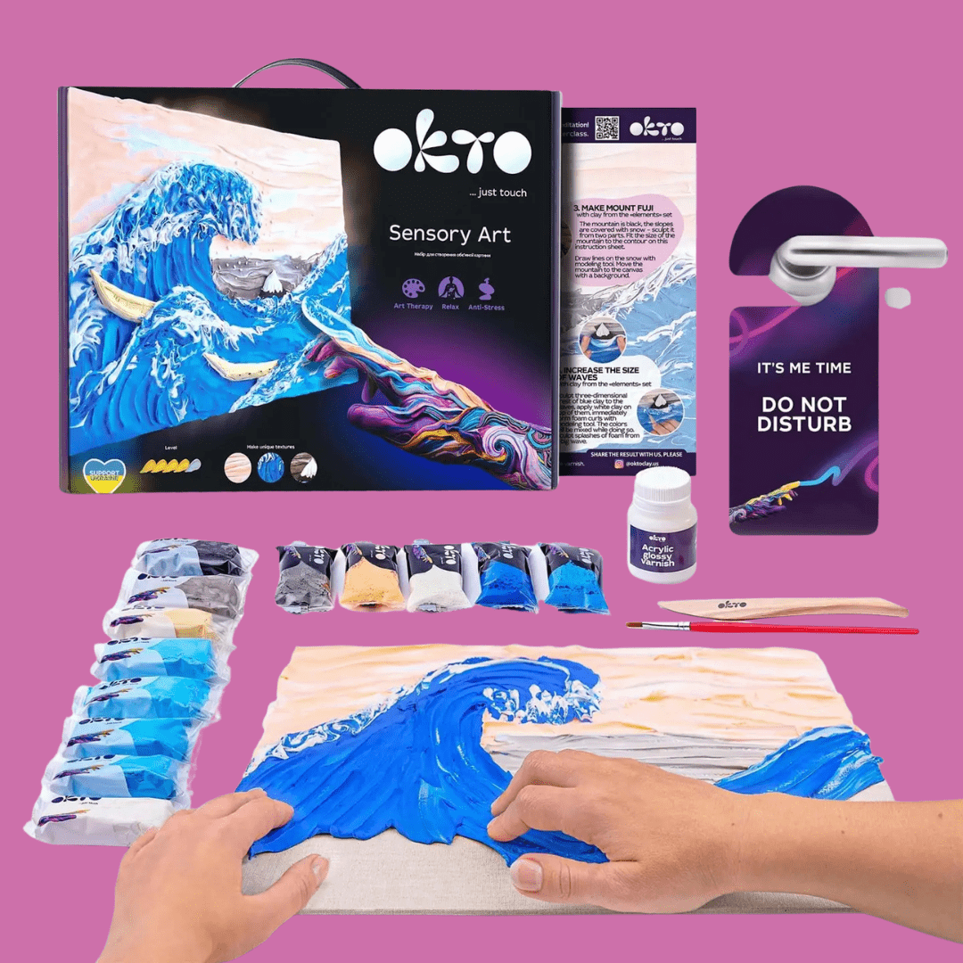 Okto Air Dry Clay 3D Sensory Art Canvas - the Great Wave of Kanagawa, Katsushika Hokusai - MAKES SENSE TO ME