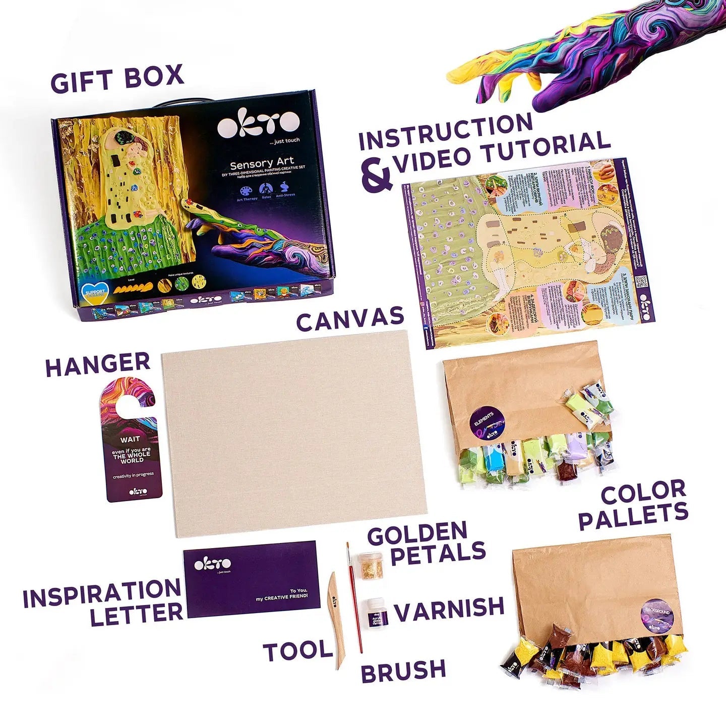 Okto Air Dry Clay 3D Sensory Art Canvas - The Kiss, Gustav Klimt - MAKES SENSE TO ME