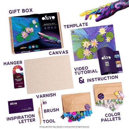 Okto Air Dry Clay 3D Sensory Art Canvas - Water Lilies, Claude Monet - MAKES SENSE TO ME