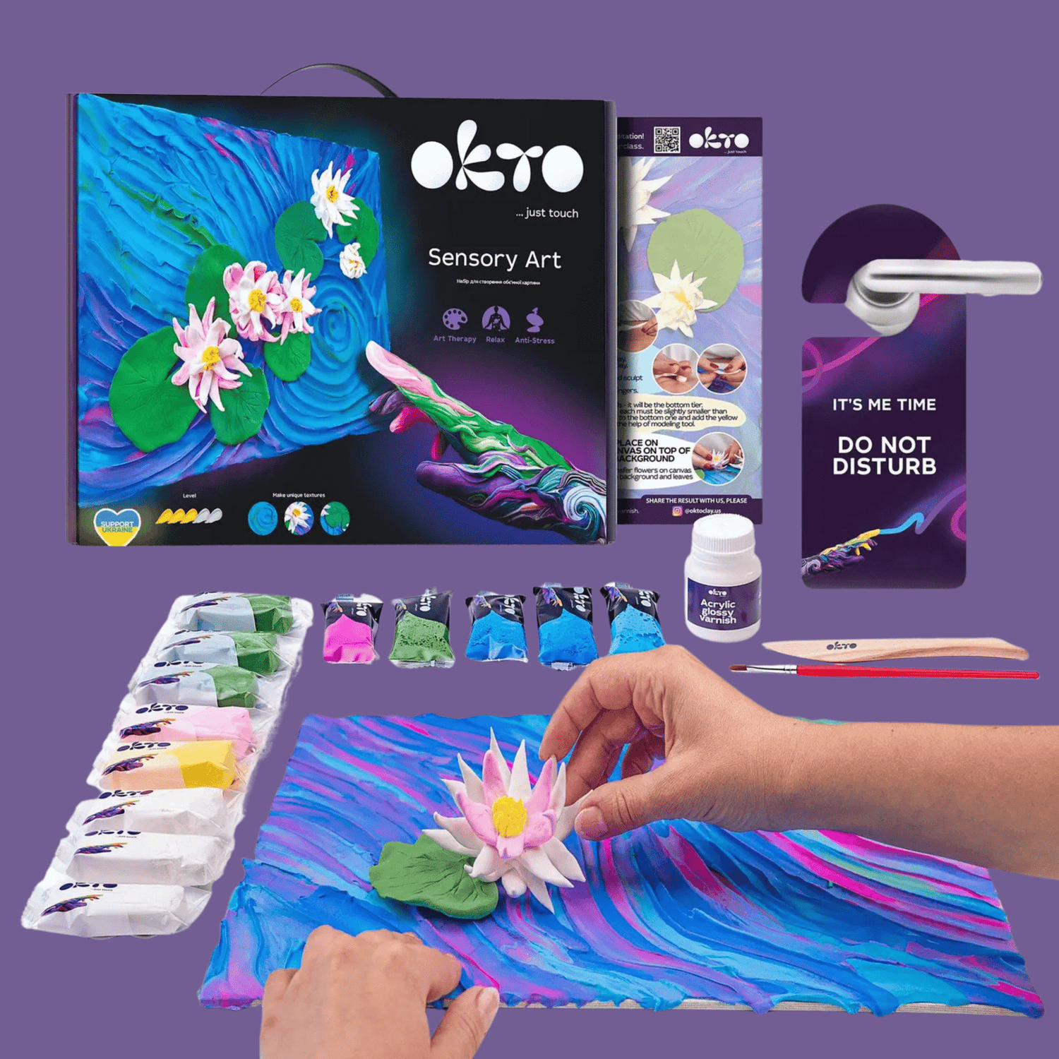 Okto Air Dry Clay 3D Sensory Art Canvas - Water Lilies, Claude Monet - MAKES SENSE TO ME