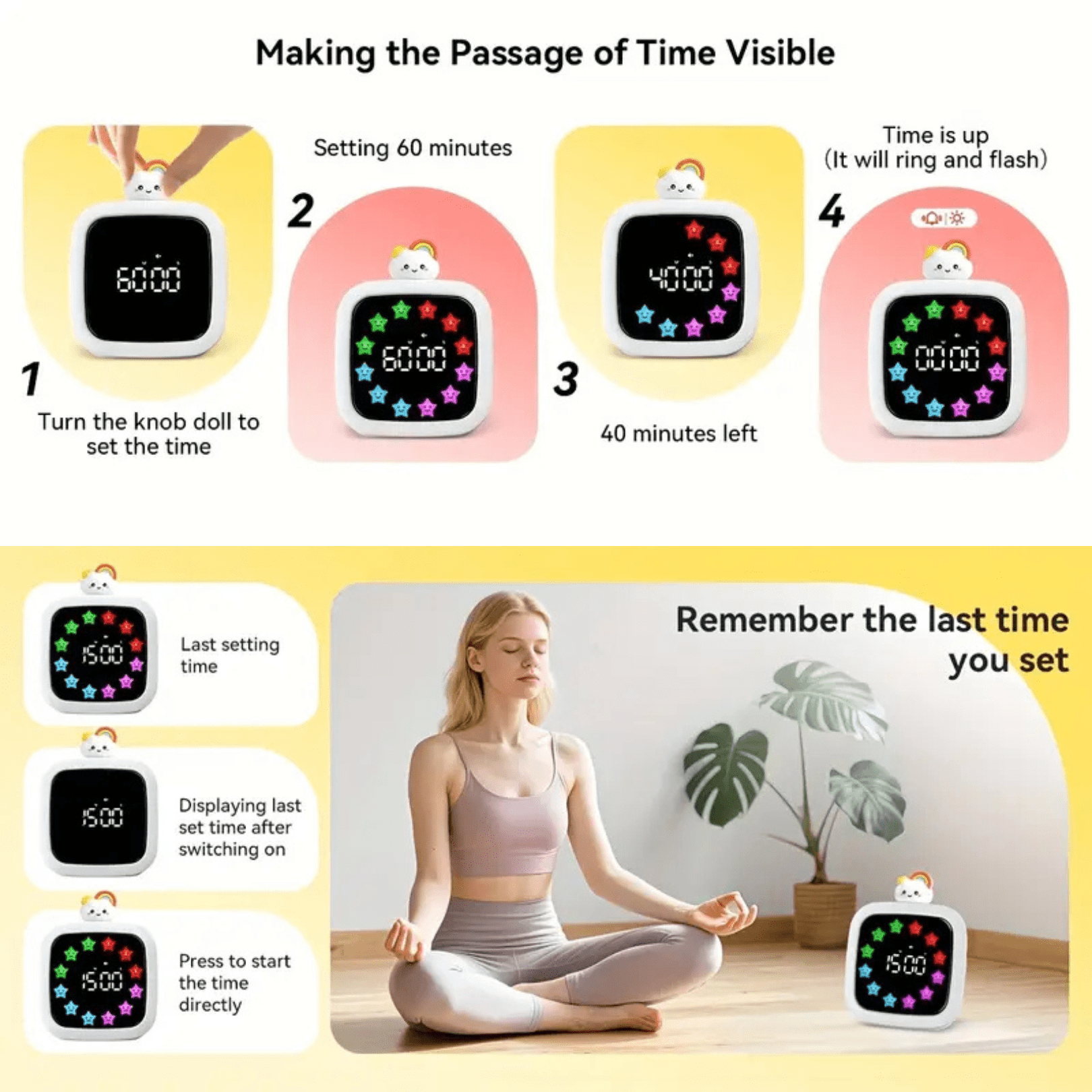 Rechargeable 99 - Minute Visual Timer - Robot Head & Planet Dial - MAKES SENSE TO ME